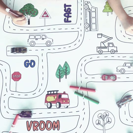 Cars & Trucks Giant Coloring Road Map