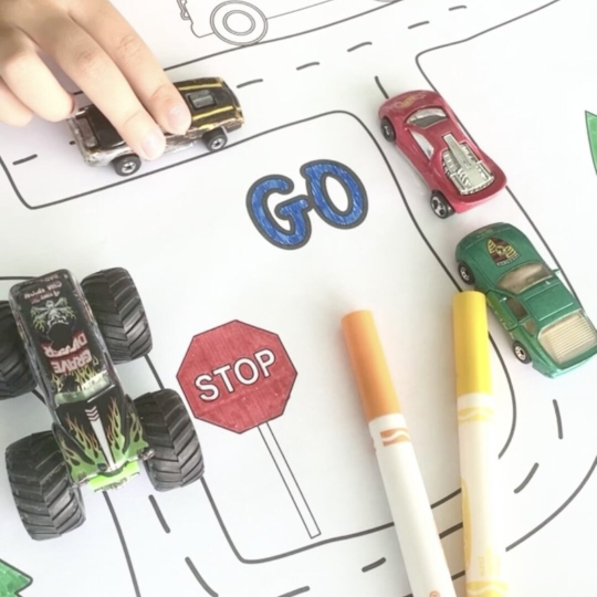 Cars & Trucks Giant Coloring Road Map