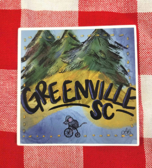 Mouse on a Bike Greenville Sticker