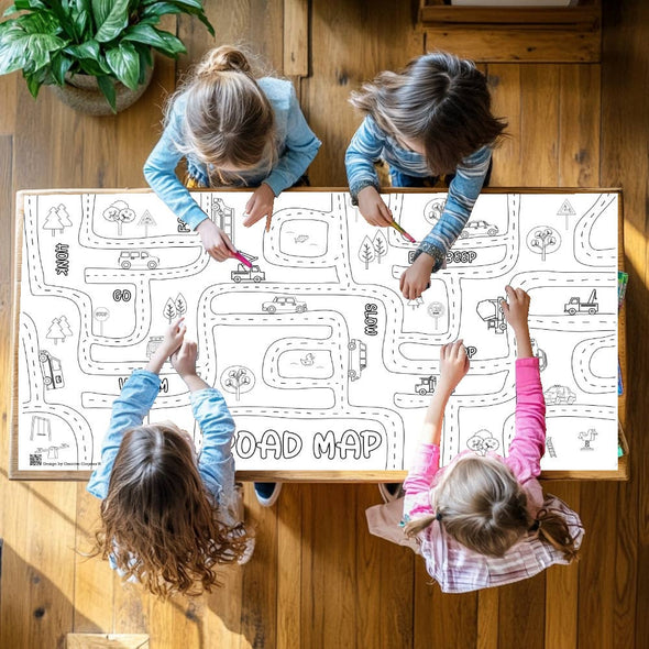 Cars & Trucks Giant Coloring Road Map