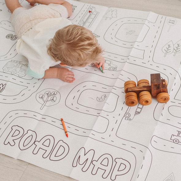 Cars & Trucks Giant Coloring Road Map